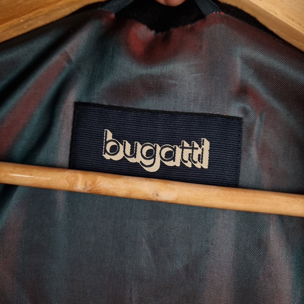 BUGATTI Coat Mens 2XL 56 Navy Blue Pischl Alpine Loden Wool Long Trench Overcoat