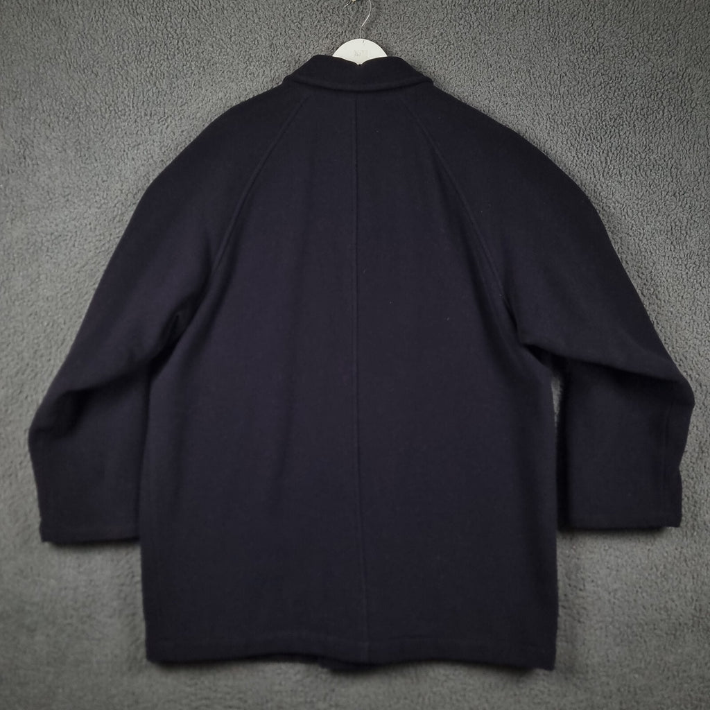 ERMENEGILDO ZEGNA Coat Mens XL Navy 100% Wool Overcoat Jacket Long Yachting