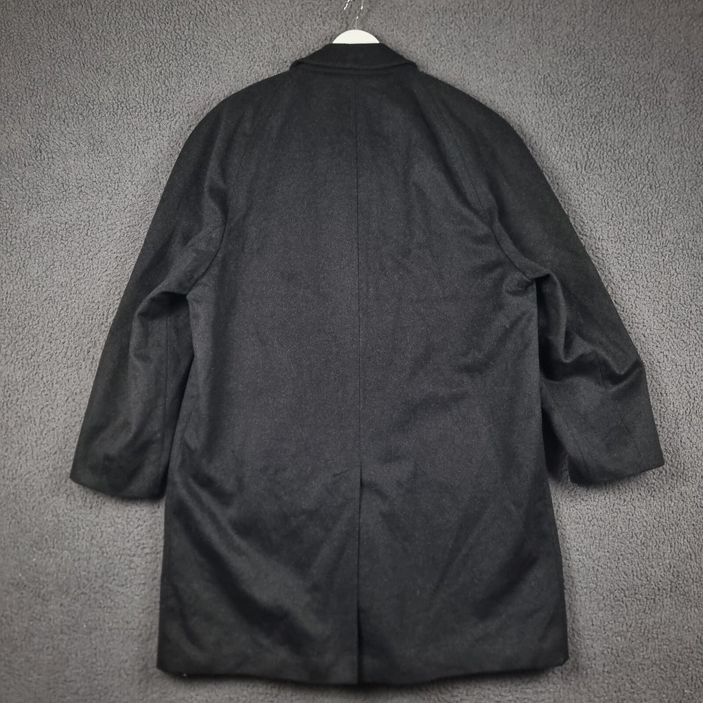 Bugatti Alpen Loden Coat Mens XL 52 Black Wool & Cashmere Long Overcoat Collared