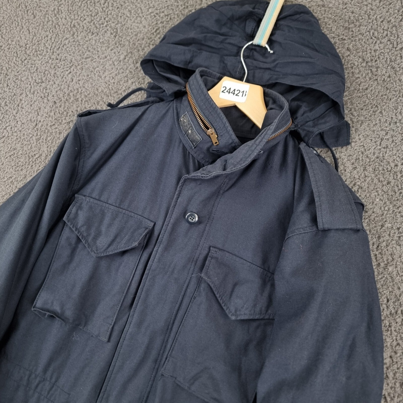 Vintage Alpha Industries Jacket Mens XS Navy Blue M65 Military Field Coat Canvas