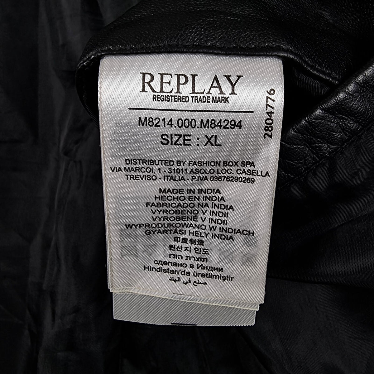 REPLAY Leather Jacket Mens XL Black Biker Racer Soft Sheep Lambskin Full Zip