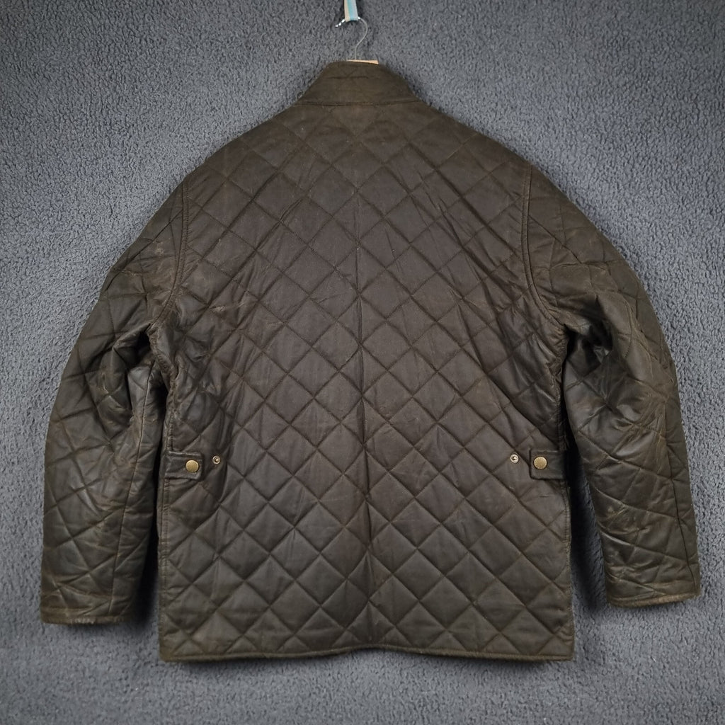 BARBOUR Jacket Mens XL Olive Wax Chelsea Sportsquilt Waxed Quilted