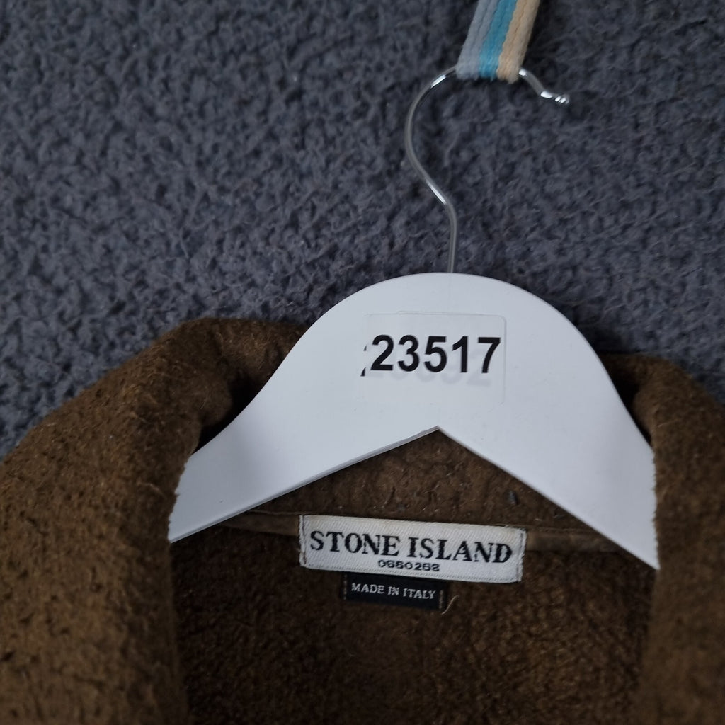 Vintage STONE ISLAND Jacket Mens XL Brown Felt Field Coat Made In Italy F/W 2005