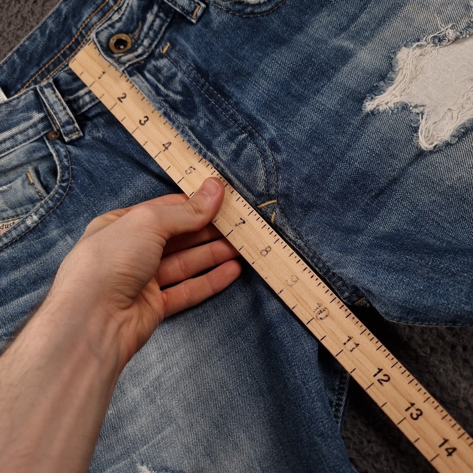 DIESEL Buster Jeans Mens W30 L32 Blue Distressed Regular Slim Tapered Denim