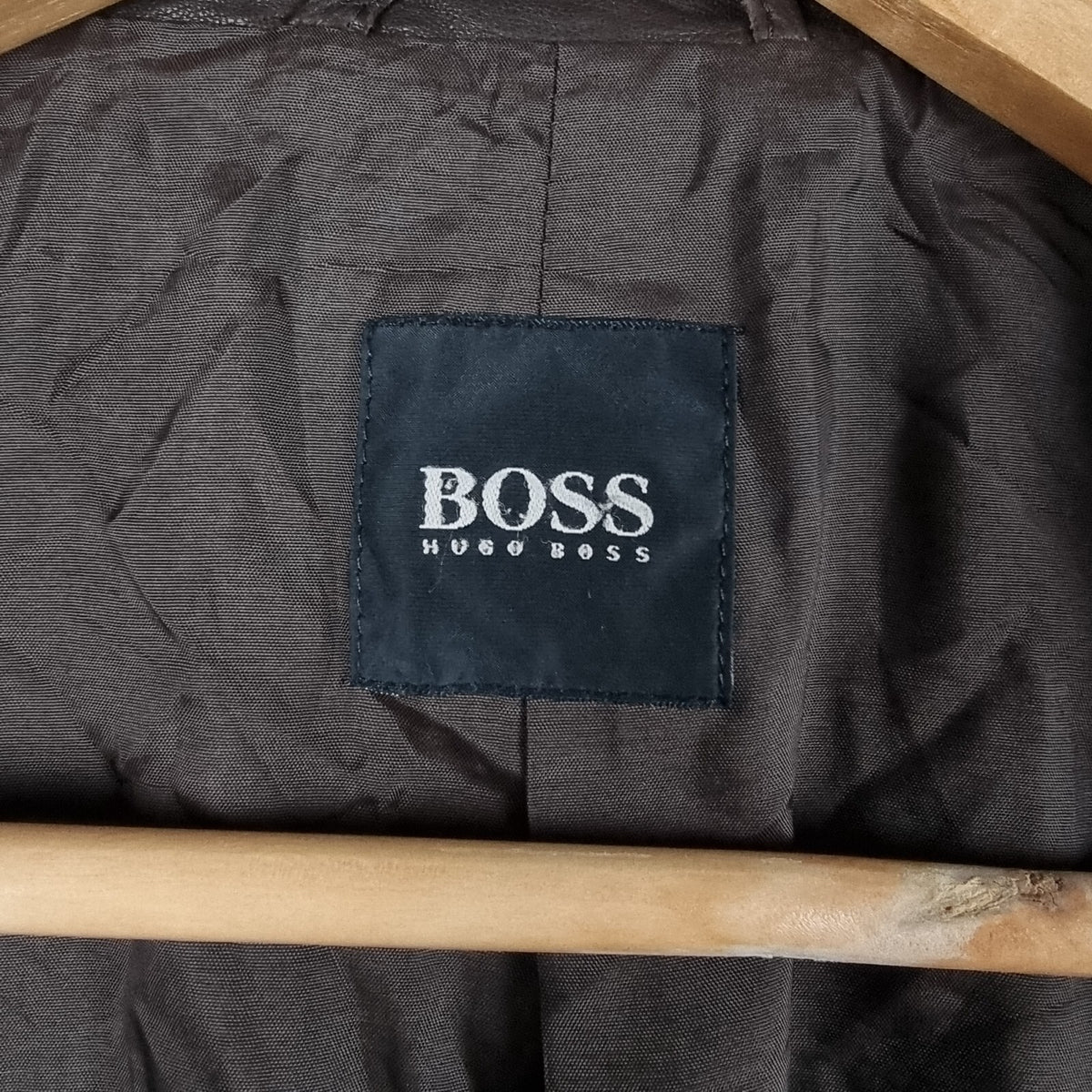 Vintage HUGO BOSS Leather Jacket Men L Large 42 Brown Blazer Soft Lambskin Nappa