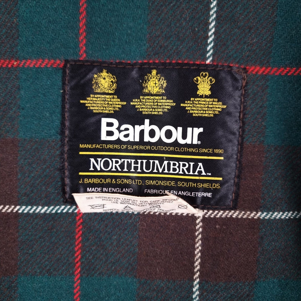 Vintage BARBOUR Northumbria Jacket Mens L C42 A400 Sage Wax Waxed Coat 80s 1987