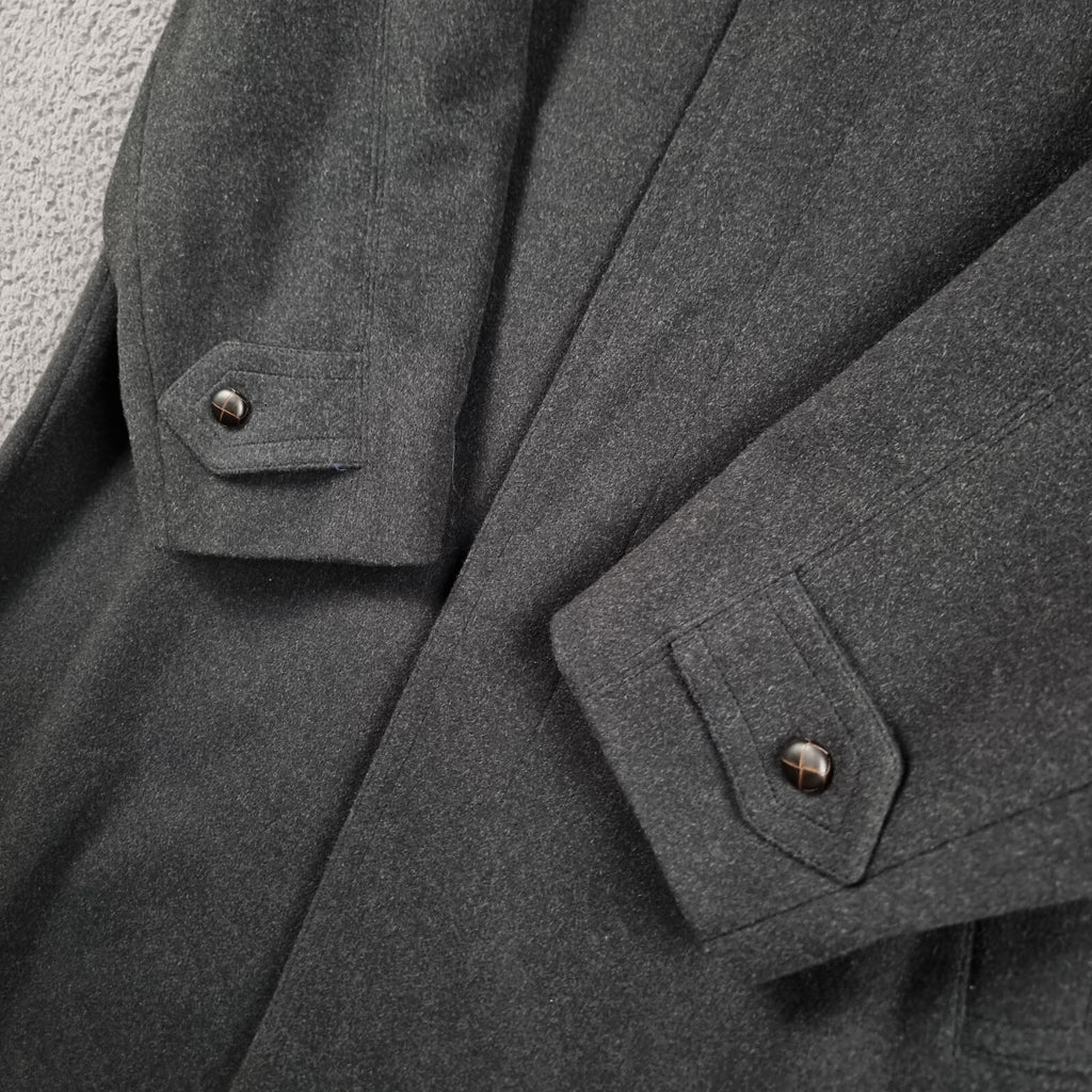 Bugatti Alpen Loden Coat Mens XL 50 Charcoal Wool Long Trench Overcoat Collared