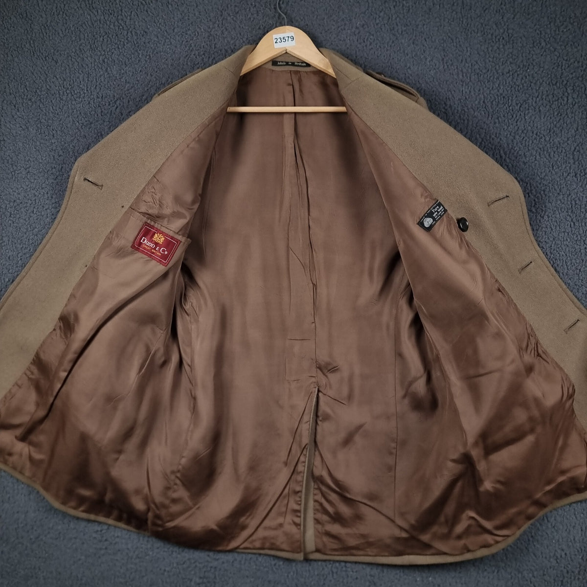 Vintage Dunn & Co Coat Mens M Medium Brown Pure Wool Double Breasted Crombie