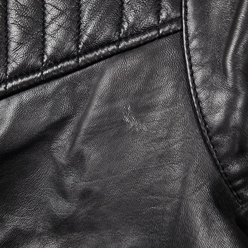 REPLAY Leather Jacket Mens XL Black Biker Racer Soft Sheep Lambskin Full Zip