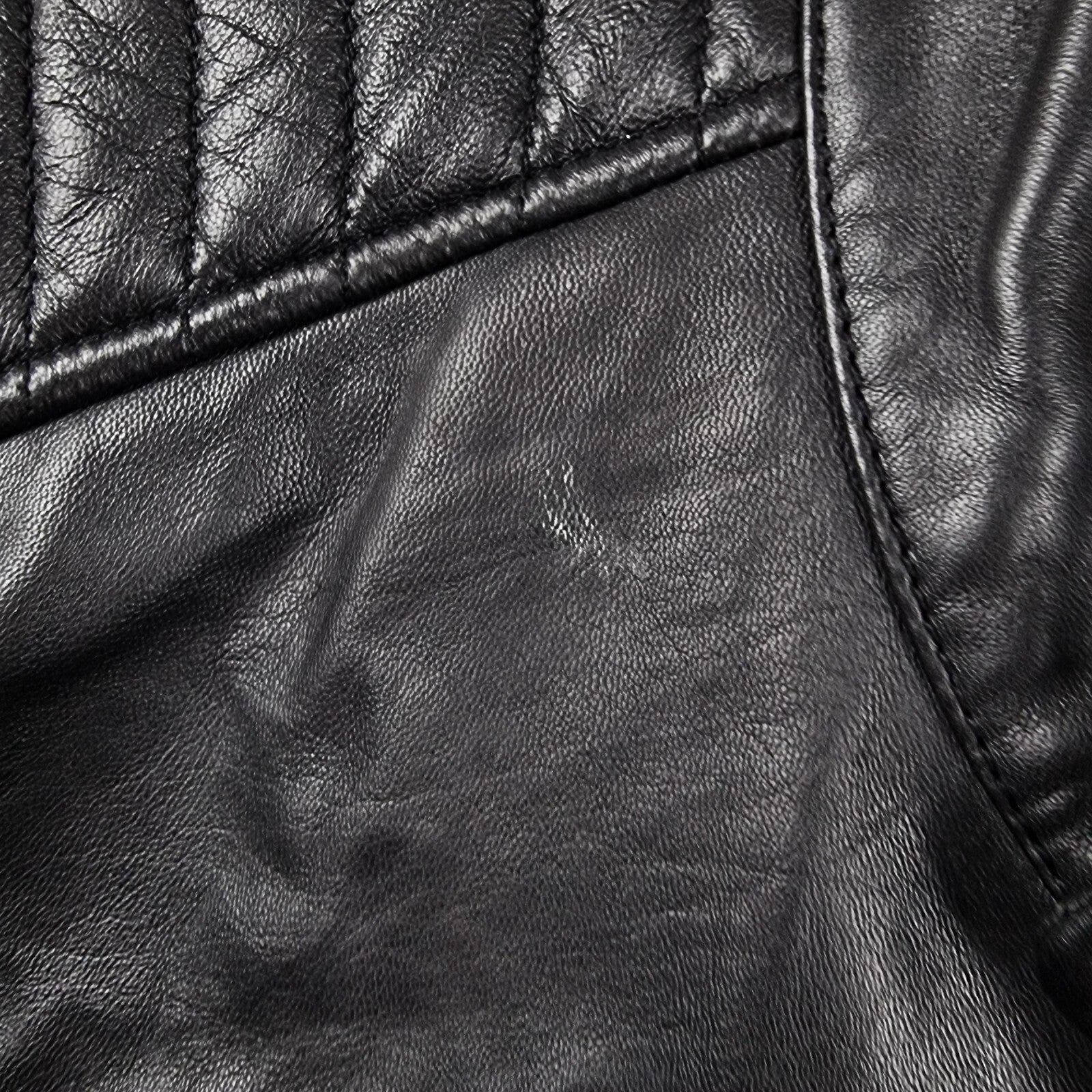 REPLAY Leather Jacket Mens XL Black Biker Racer Soft Sheep Lambskin Full Zip