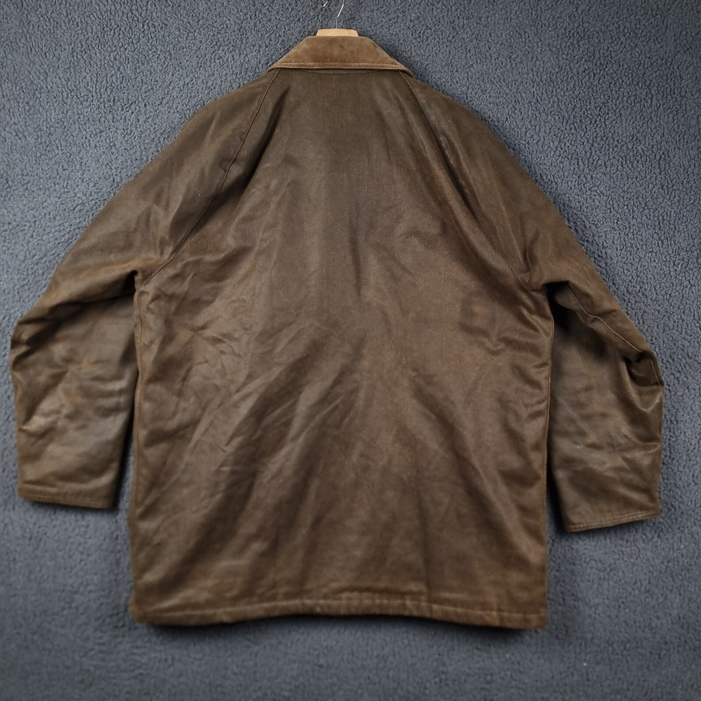 BARBOUR Jacket Mens L Large Brown Olive Weather Worked Beaufort Field Coat A2200