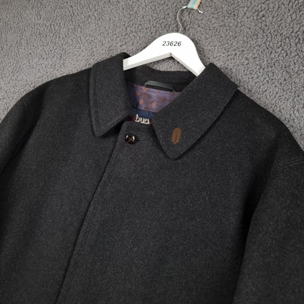 Bugatti Alpen Loden Coat Mens XL 50 Charcoal Wool Long Trench Overcoat Collared