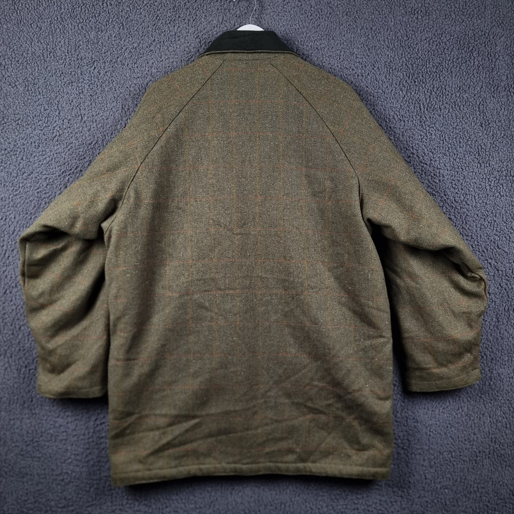 BRONTE Shooting Jacket Mens L Large Green Check Derby Tweed Wool Field Coat UK