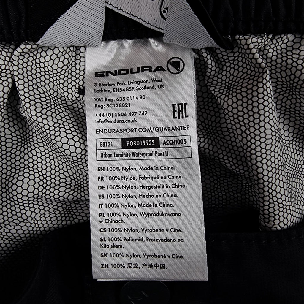 ENDURA Trousers Mens 2XL Urban Luminite Waterproof Pant II Anthracite Cycling