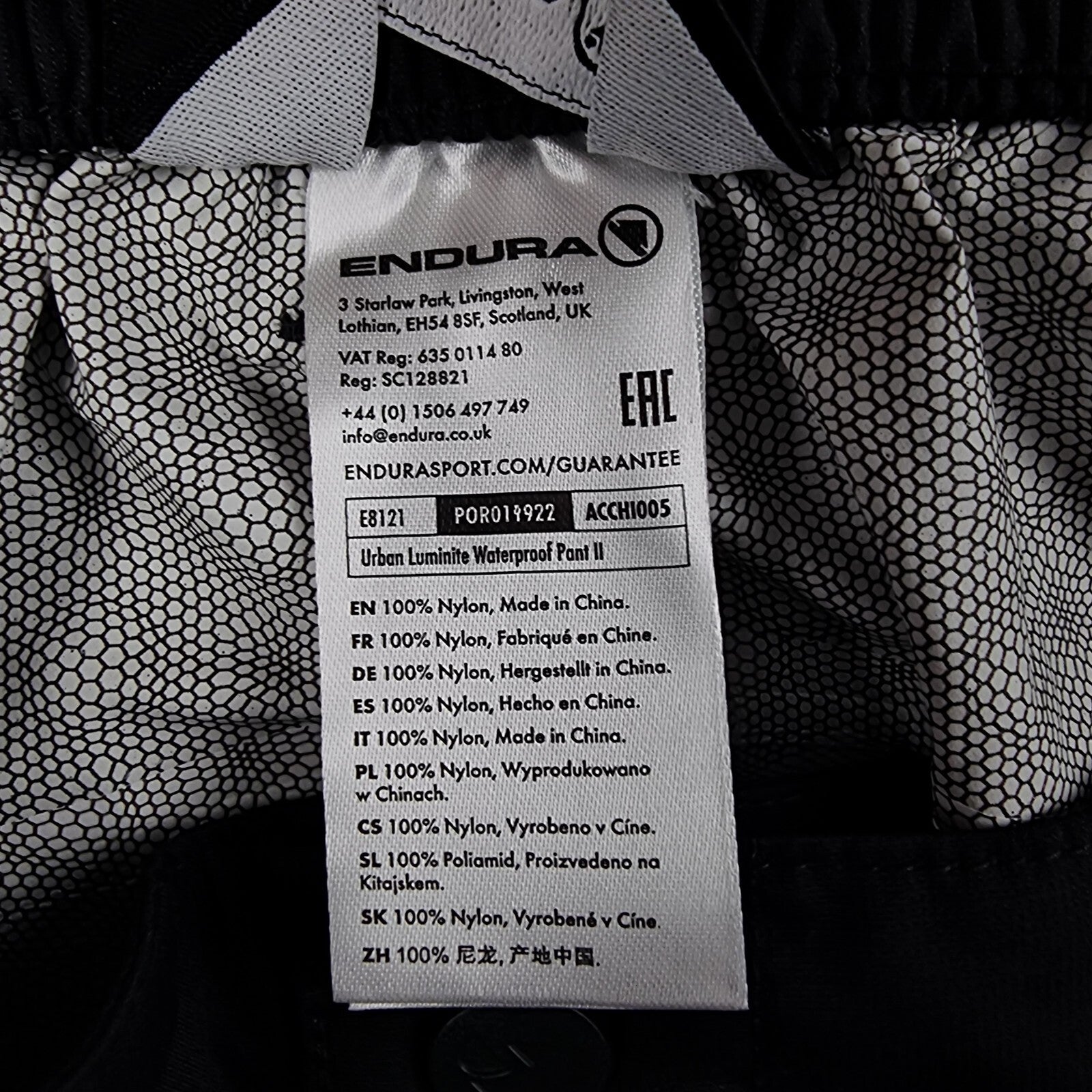 ENDURA Trousers Mens 2XL Urban Luminite Waterproof Pant II Anthracite Cycling