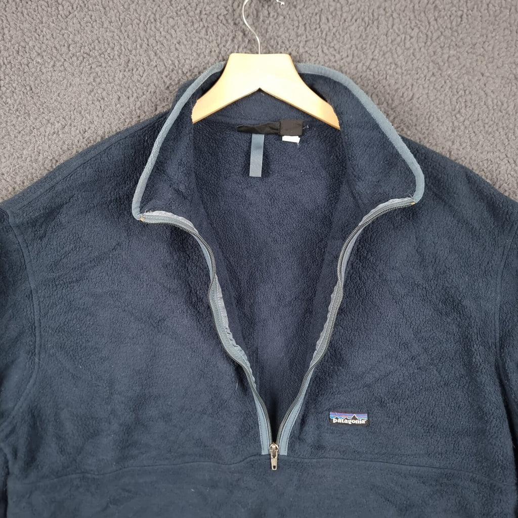 Vintage PATAGONIA Jacket Mens 2XL Blue Navy Synchilla Fleece Marsupial 1/2 Zip
