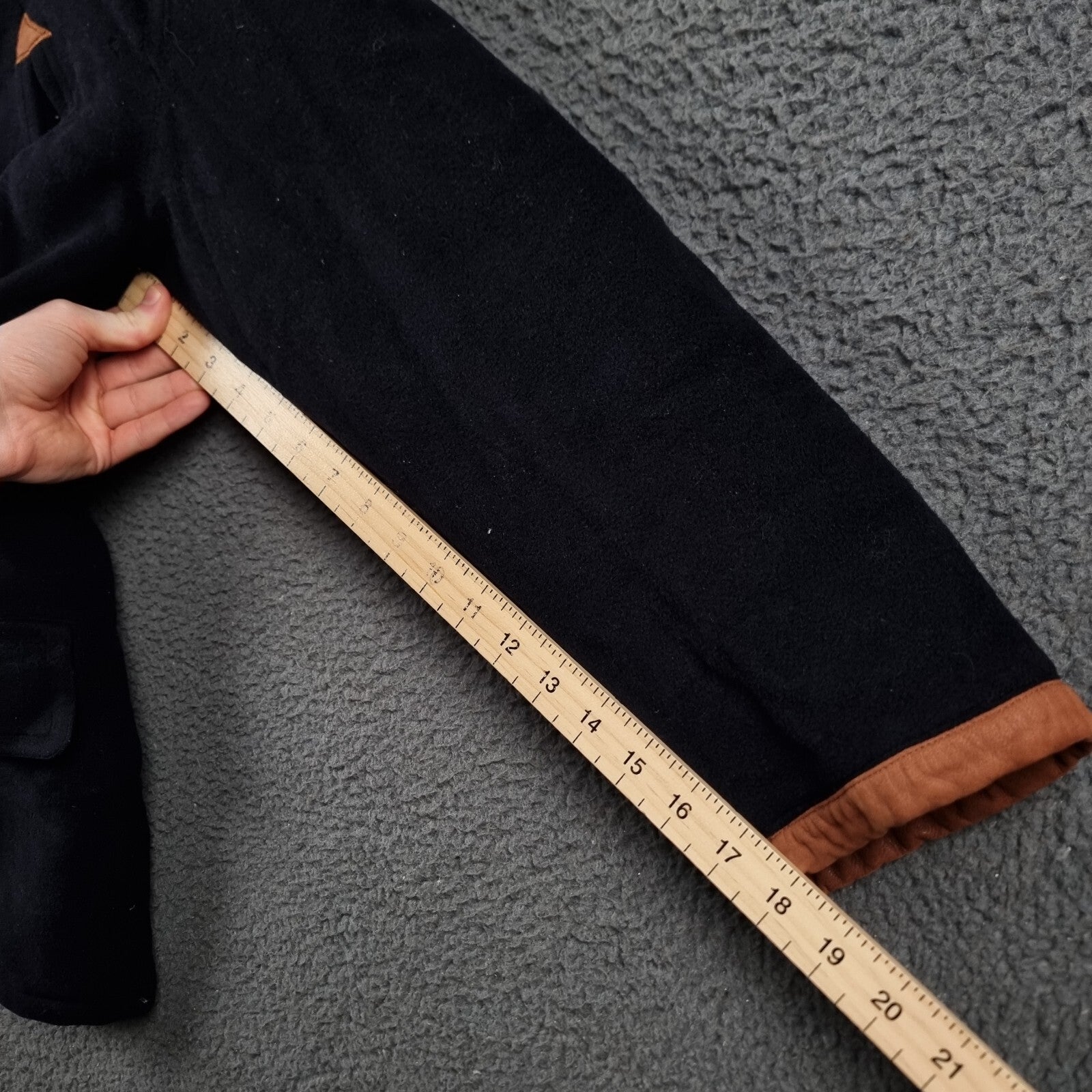 Vintage HUGO BOSS Pea Coat Mens L Large Navy Blue 100% Wool Double Breasted 80s