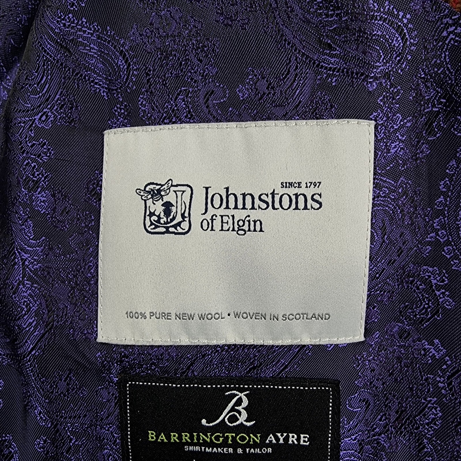 JOHNSTONS OF ELGIN Blazer Jacket Mens 56L 4XL Tweed 100% Wool Lambswool Bespoke