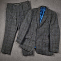 Vintage HARRIS TWEED Suit Mens 44R W38 L30 Grey Check Hacking Blazer Trousers