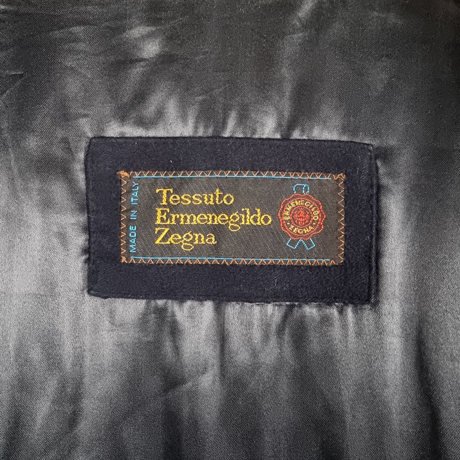 ERMENEGILDO ZEGNA Coat Mens 44 XL Navy Wool & Cashmere Long Trench Overcoat