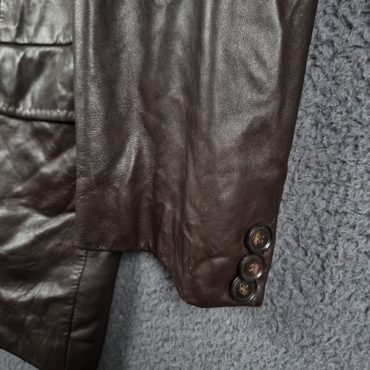 Vintage HUGO BOSS Leather Jacket Men L Large 42 Brown Blazer Soft Lambskin Nappa