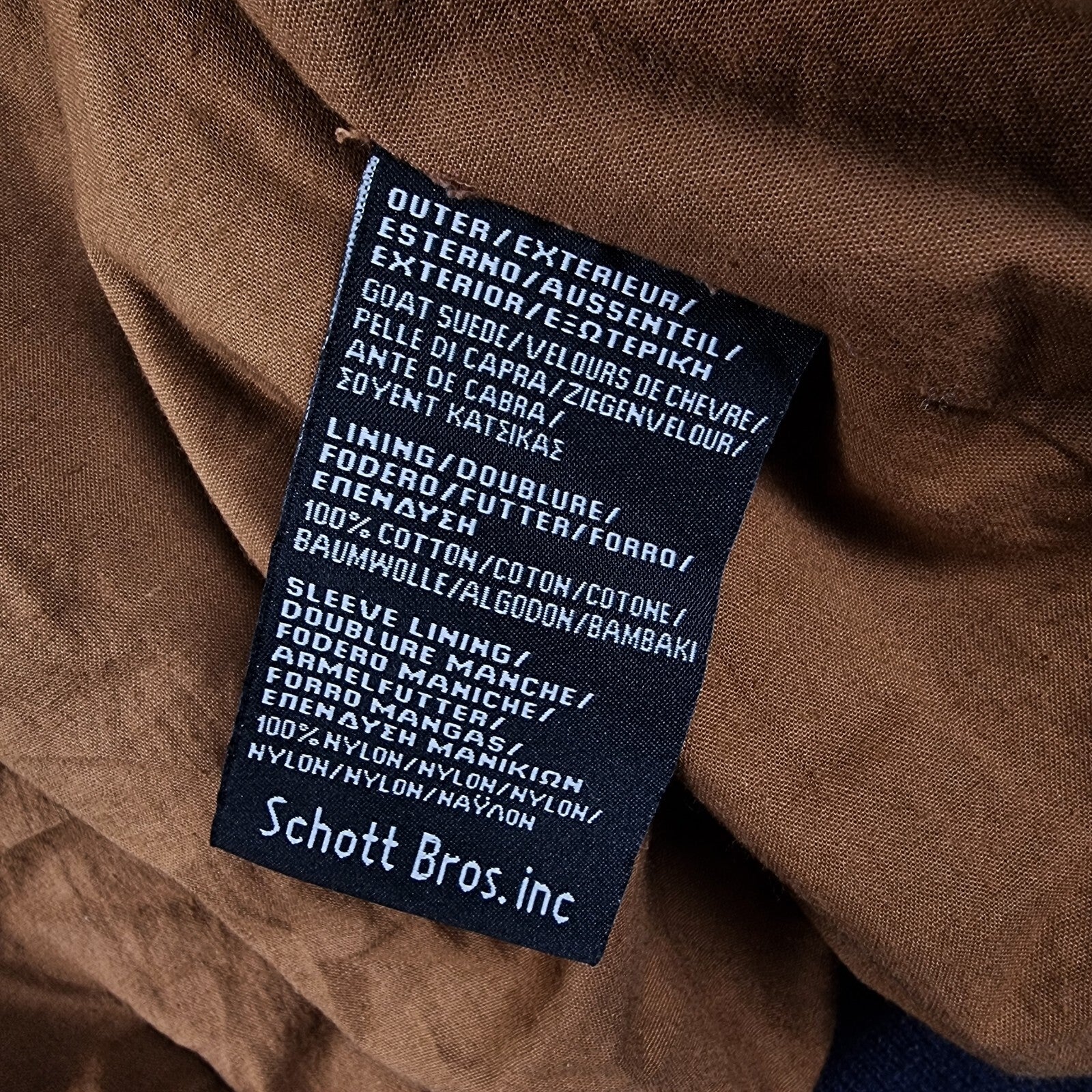 SCHOTT Goat Suede Leather Jacket Mens M Medium Brown Varsity Bomber LC300ST