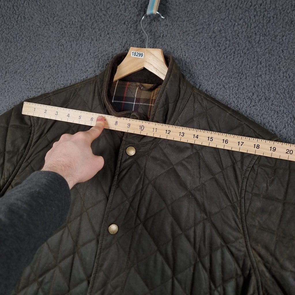 BARBOUR Jacket Mens XL Olive Wax Chelsea Sportsquilt Waxed Quilted