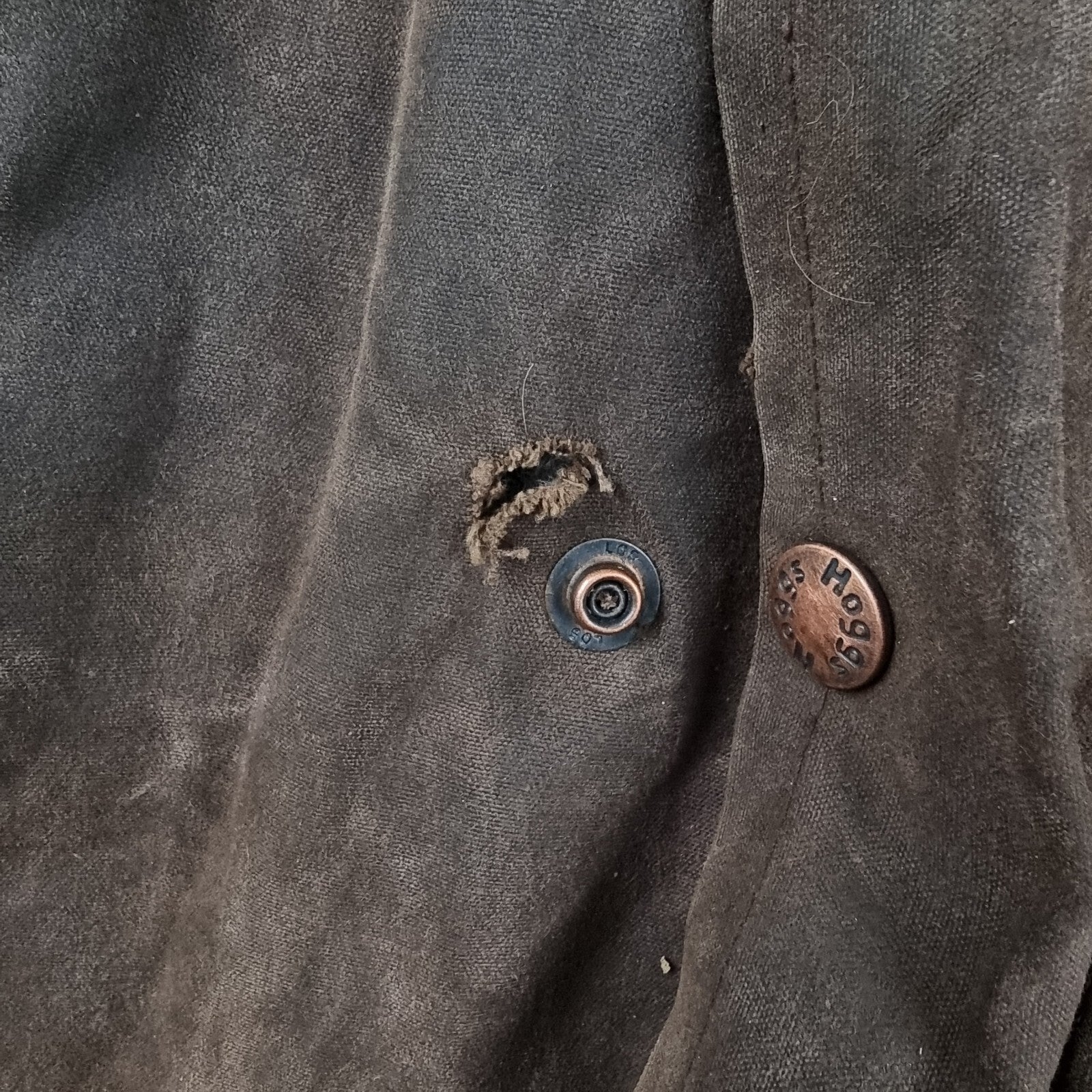 Vintage HOGGS OF FIFE Jacket Mens M Medium Brown Wax Waxed Field Coat Hooded