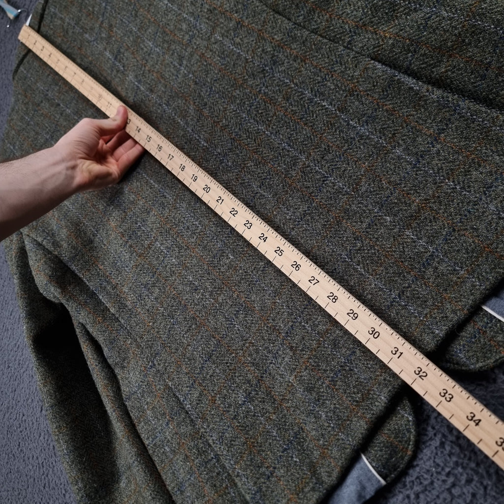 JOHN LEWIS HARRIS TWEED Jacket Mens 2XL Green Check Hunting Norfolk Blazer Wool