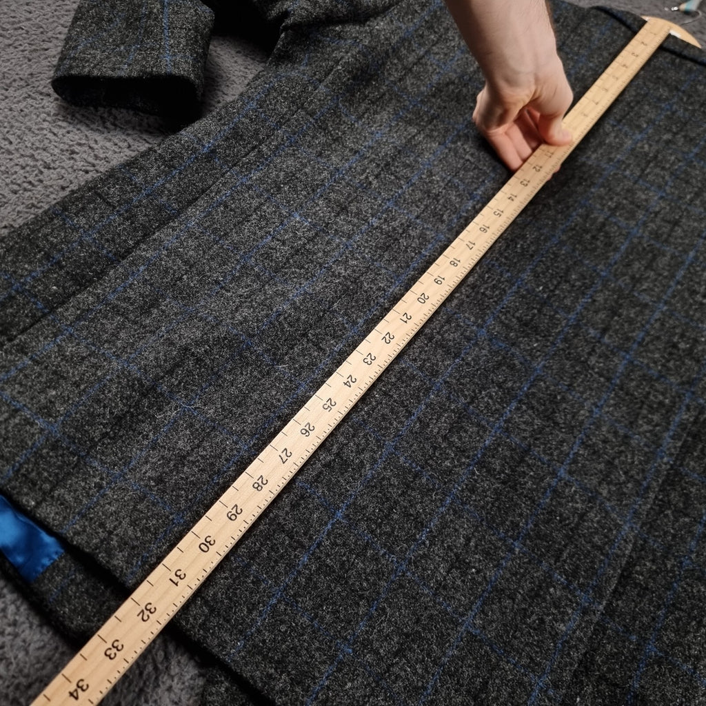 Vintage HARRIS TWEED Suit Mens 44R W38 L30 Grey Check Hacking Blazer Trousers
