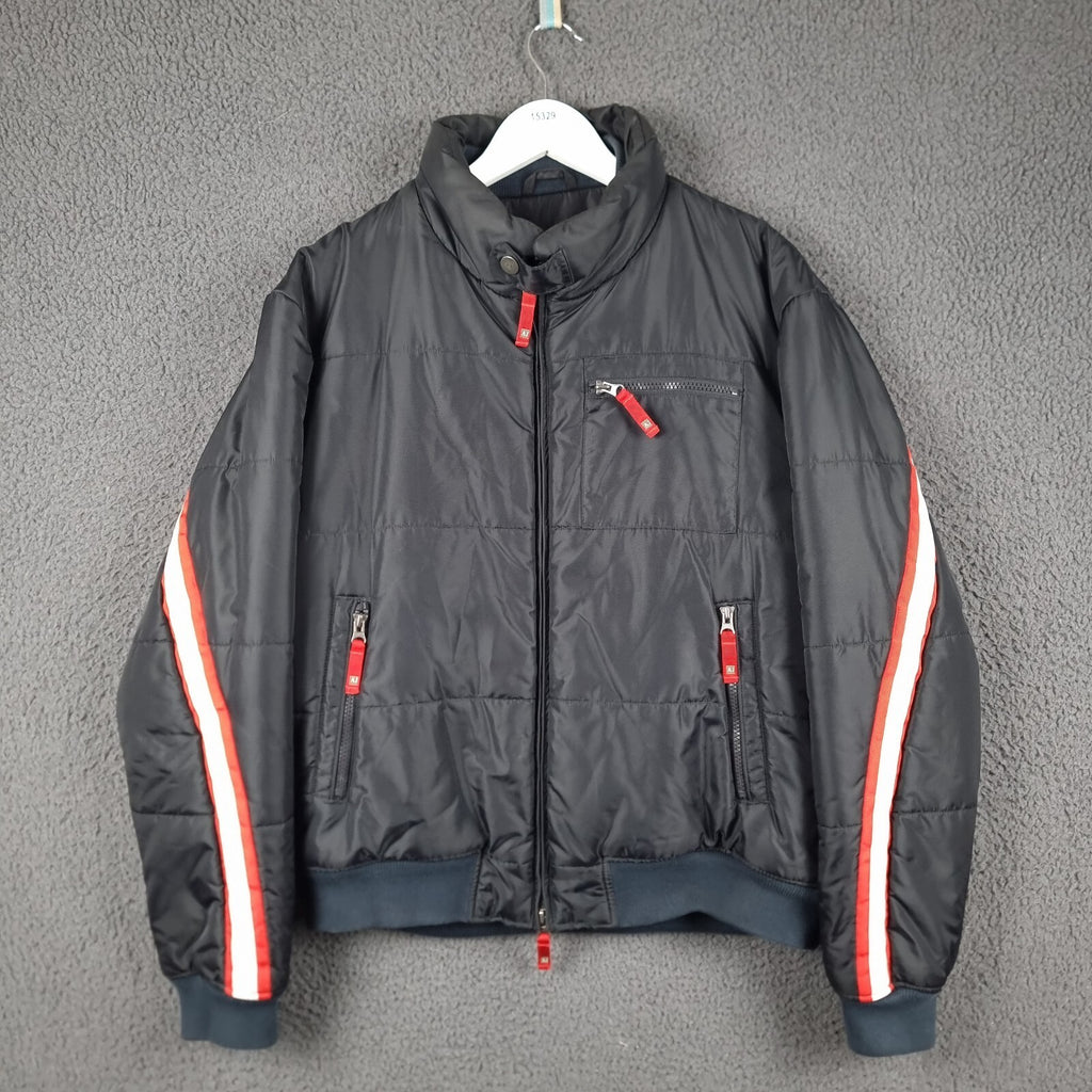 Vintage ARMANI JEANS Jacket Men L Large 40 Black Bomber Puffer Quilted Insulated