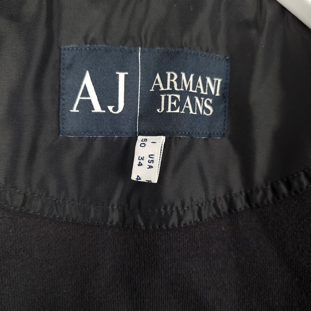 Vintage ARMANI JEANS Jacket Men L Large 40 Black Bomber Puffer Quilted Insulated