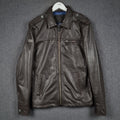 Superdry Leather Jacket Mens L Large Brown Hero Benjamin Biker Bomber Motorcycle