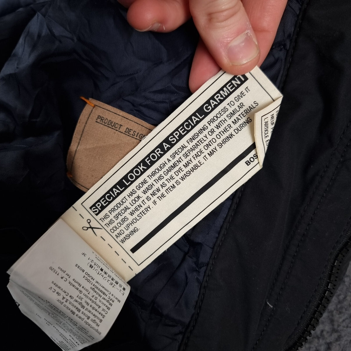 HUGO BOSS Jacket Mens 38R M Medium Black Military M65 Coat Biker Zip Insulated