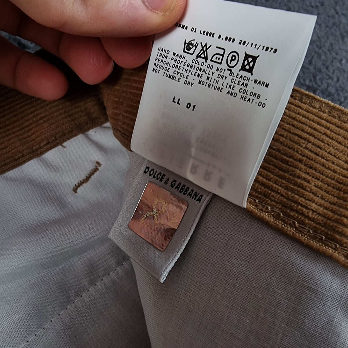 DOLCE & GABBANA Trousers Mens W32 L30 Brown Corduroy Cord 100% Cotton Italy Made