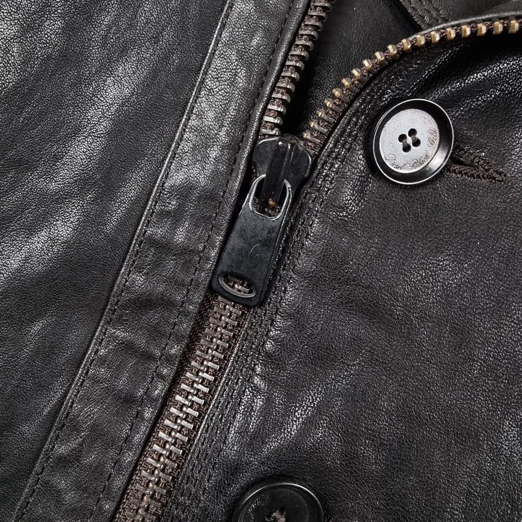 DIESEL Leather Jacket Men S Small Brown BLACK GOLD Biker Moto Collared LOXETT