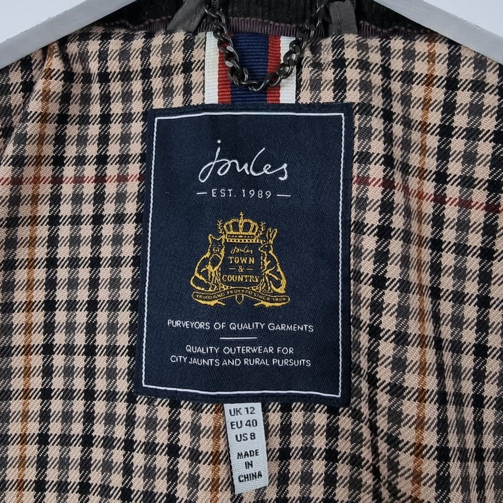 JOULES Jacket Womens UK 12 Green Montford Field Coat Country Cotton Blend
