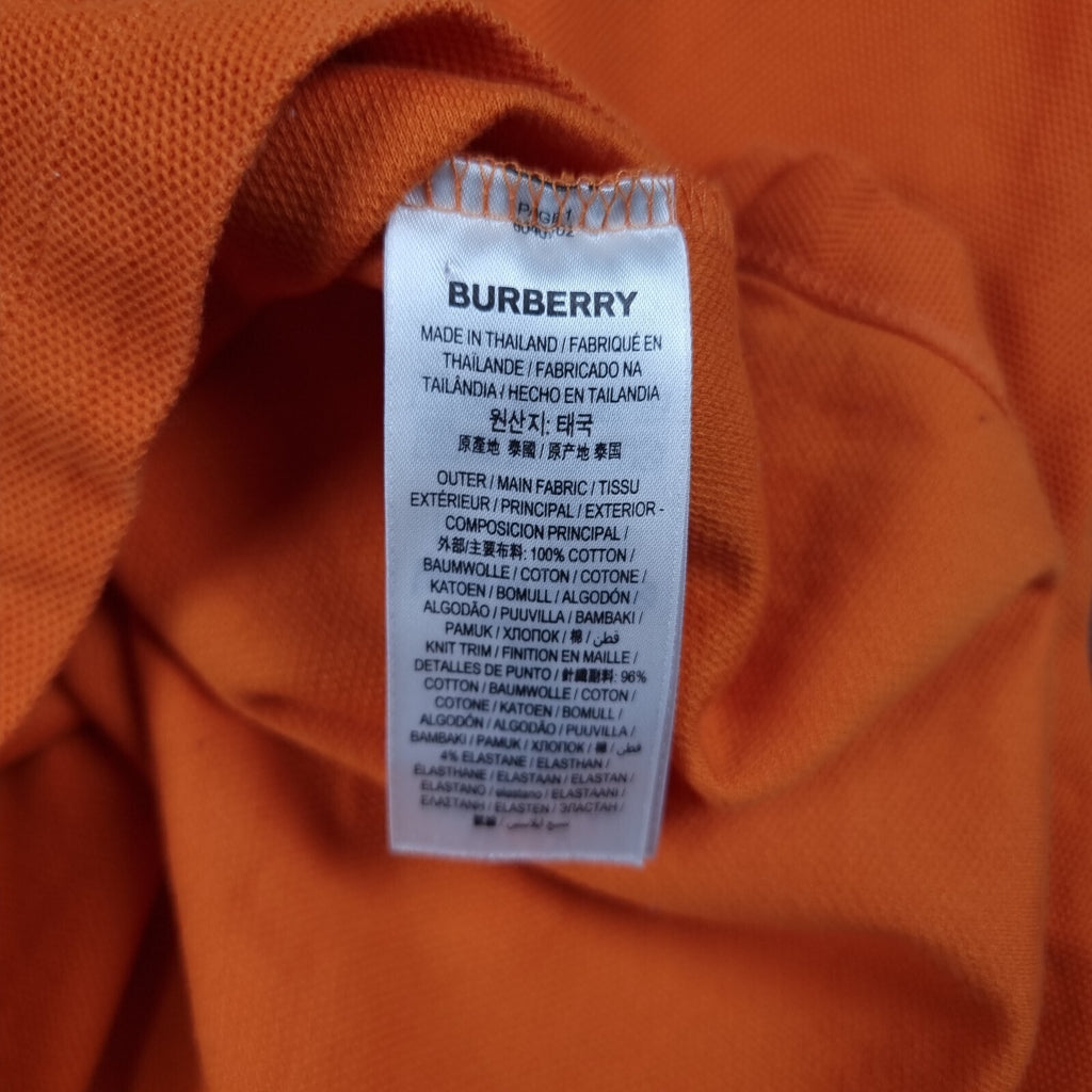 BURBERRY Polo Shirt Mens M Medium Orange Nova Check Short Sleeve Cotton Pique