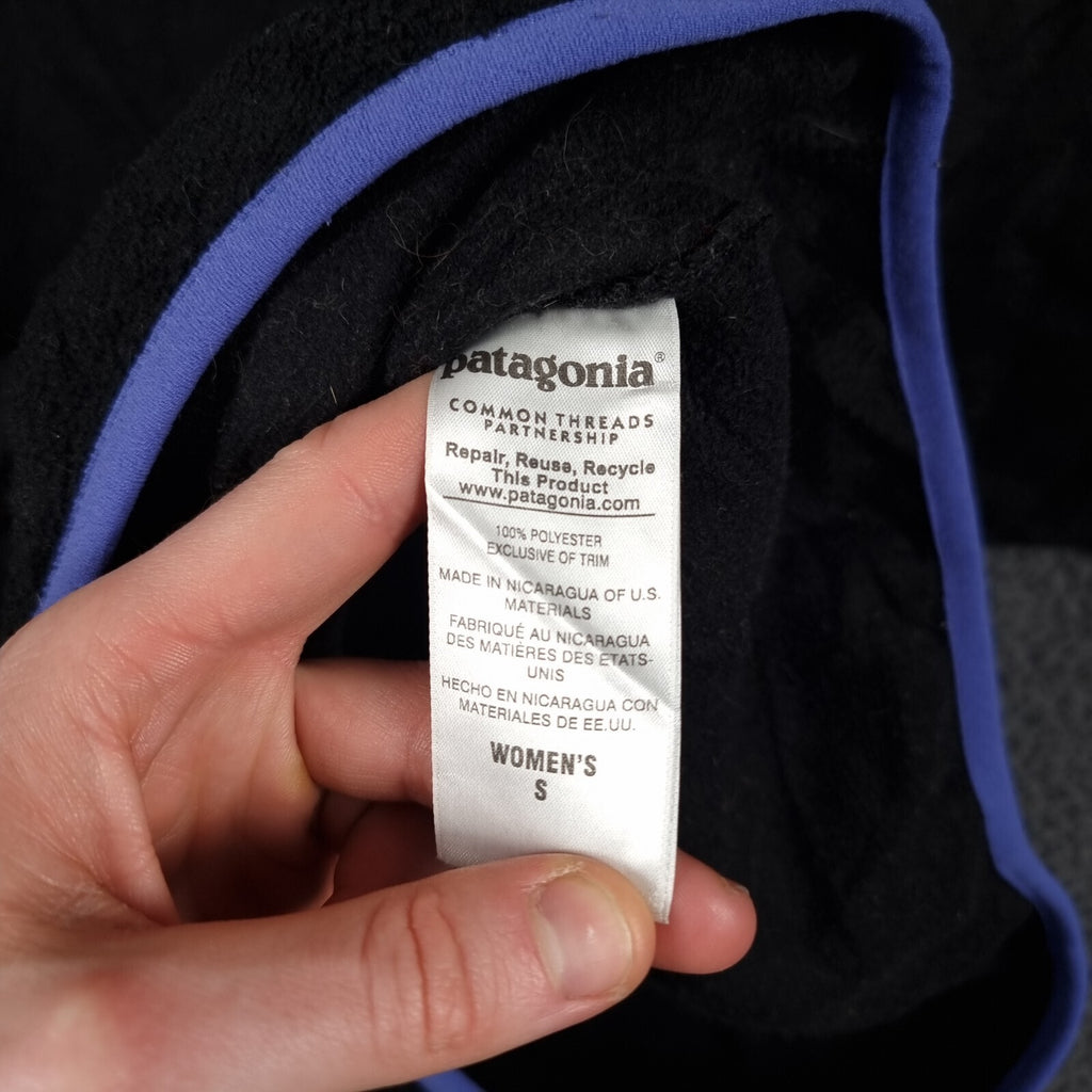 PATAGONIA Synchilla Snap-T Fleece Womens S Black Lightweight Pullover Jumper