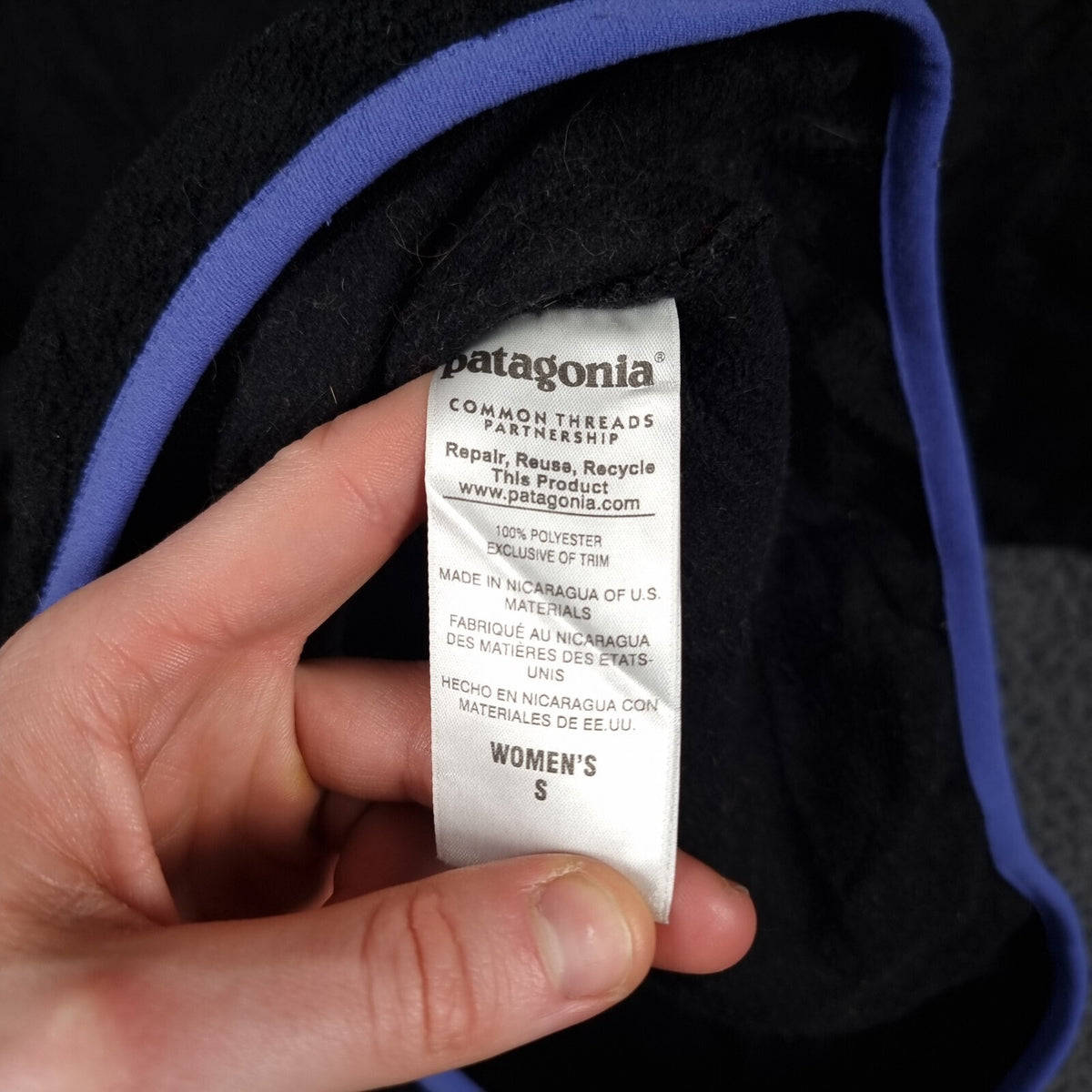 PATAGONIA Synchilla Snap-T Fleece Womens S Black Lightweight Pullover Jumper