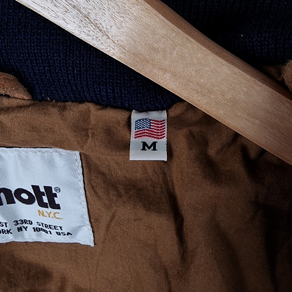 SCHOTT Goat Suede Leather Jacket Mens M Medium Brown Varsity Bomber LC300ST