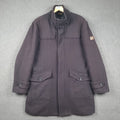 ARMANI JEANS Coat Mens L Large Navy Blue Wool Overcoat Peacoat 30th Anniversary