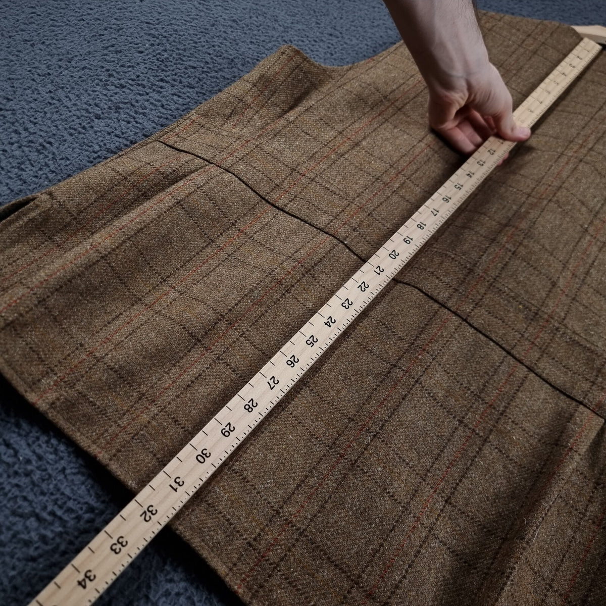 BOB PARRATT Shooting Vest Mens XL Brown 100% Wool Tweed Moleskin Trim Jacket