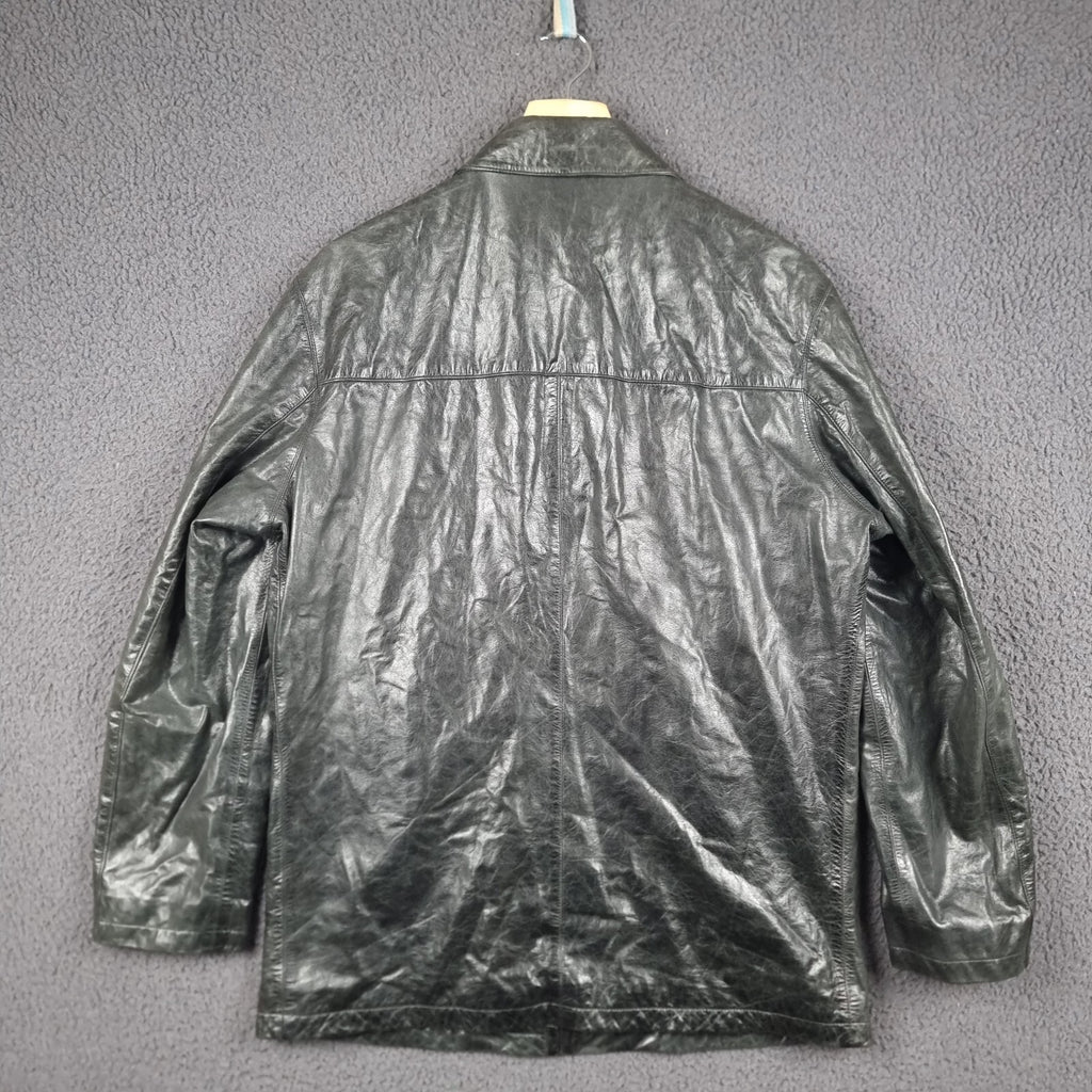 Vintage HUGO BOSS Leather Jacket Mens M Medium 38 Black Calfskin Nappa Soft 90s