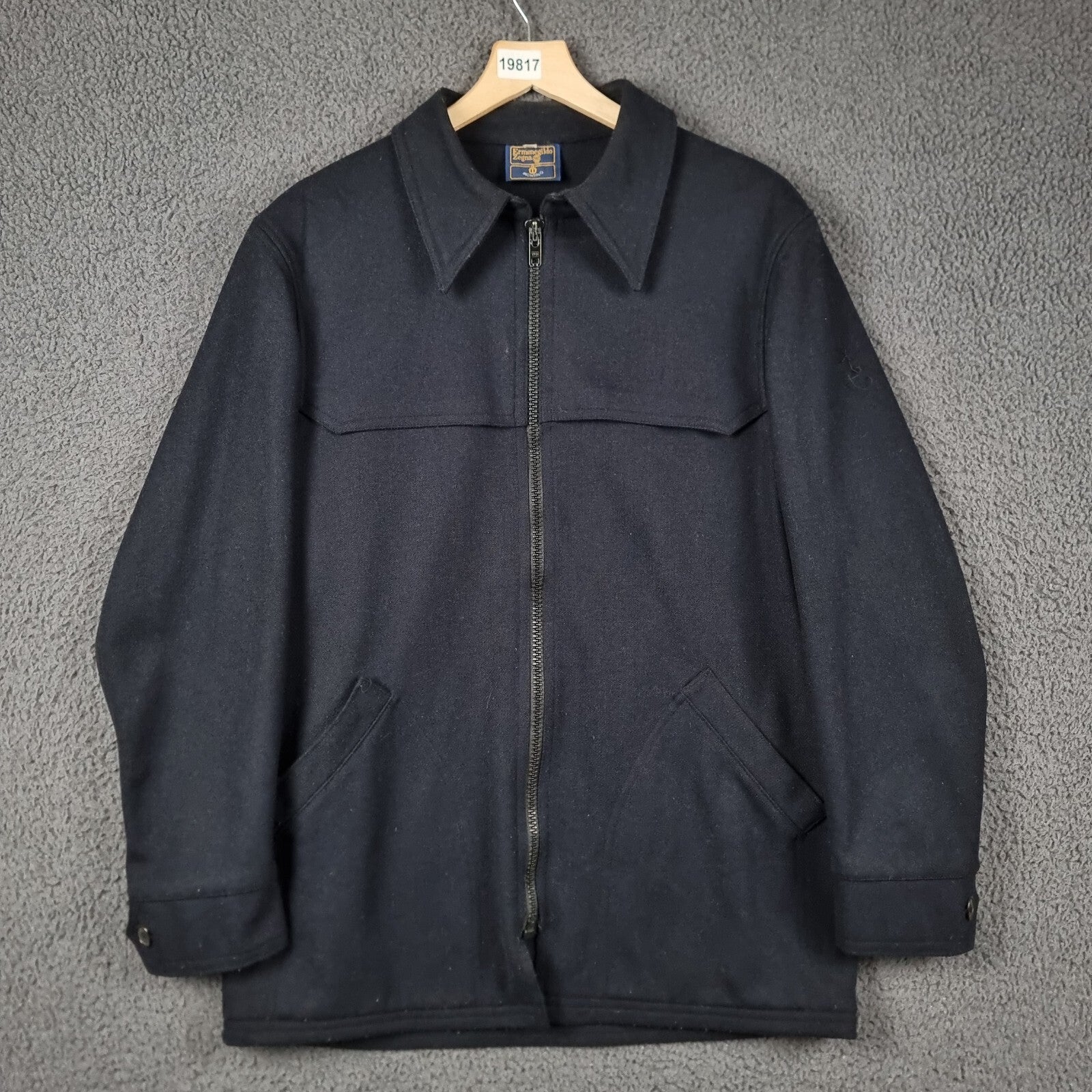 Vintage ERMENEGILDO ZEGNA Yachting Jacket Mens L Large Wool Collared Zip 80s