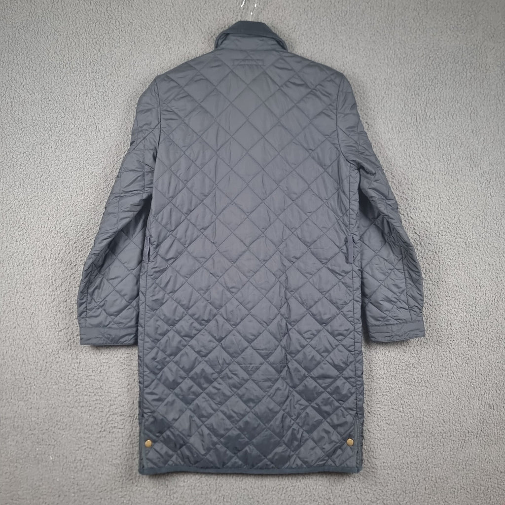 Vintage RALPH LAUREN Jacket Womens S Small Navy Long Quilted Coat Collared 90s