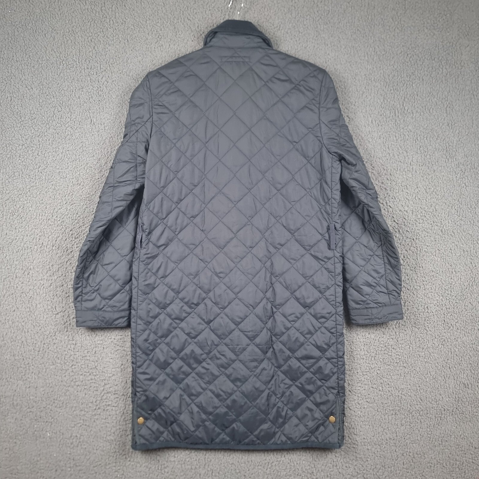 Vintage RALPH LAUREN Jacket Womens S Small Navy Long Quilted Coat Collared 90s