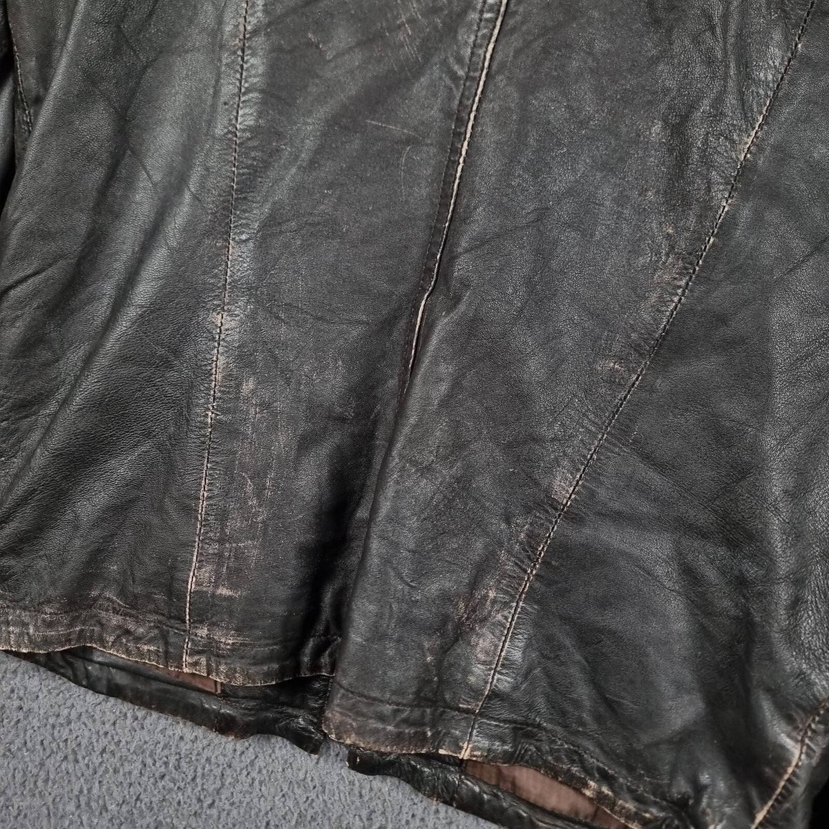 SUPERDRY Leather Jacket Mens L Large Brown Brad Distressed Biker Motorcycle