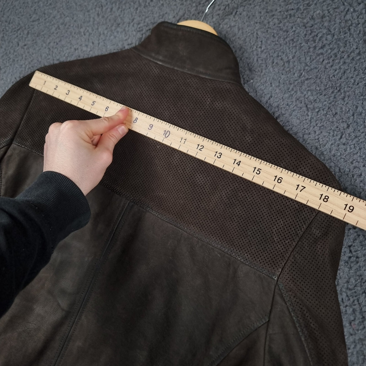 HUGO BOSS Leather Jacket Mens L Large 40R Brown Buffalo Skin Bomber Biker