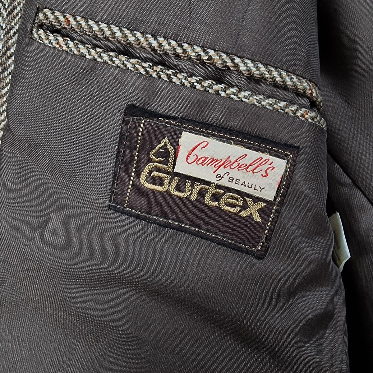 Vintage CAMPBELL'S OF BEAULY Jacket Mens 42 Brown Check Gurtex 100% Wool Tweed
